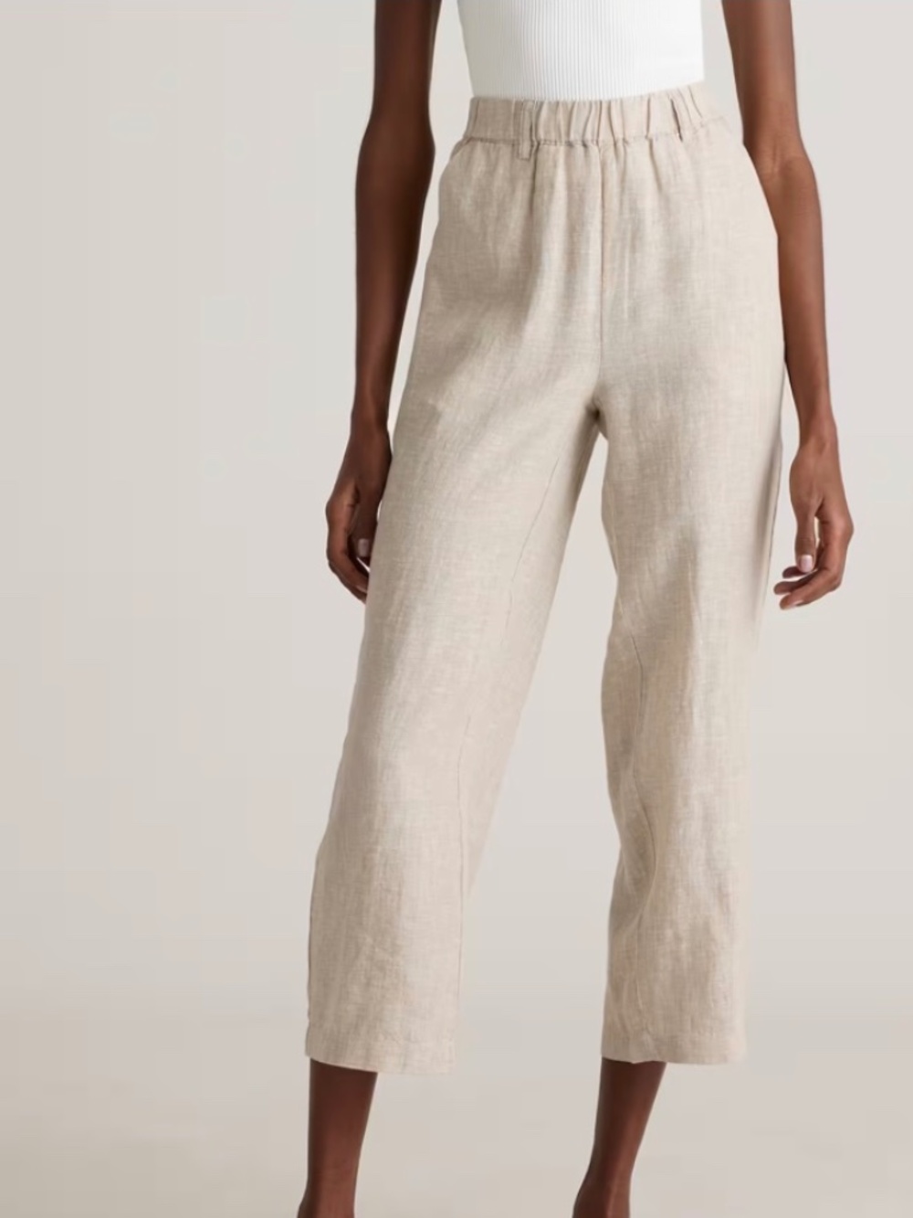 Quince 100% Linen Women's Tan Elastic-Waist Blend Pants Size XL - Picture 2 of 3